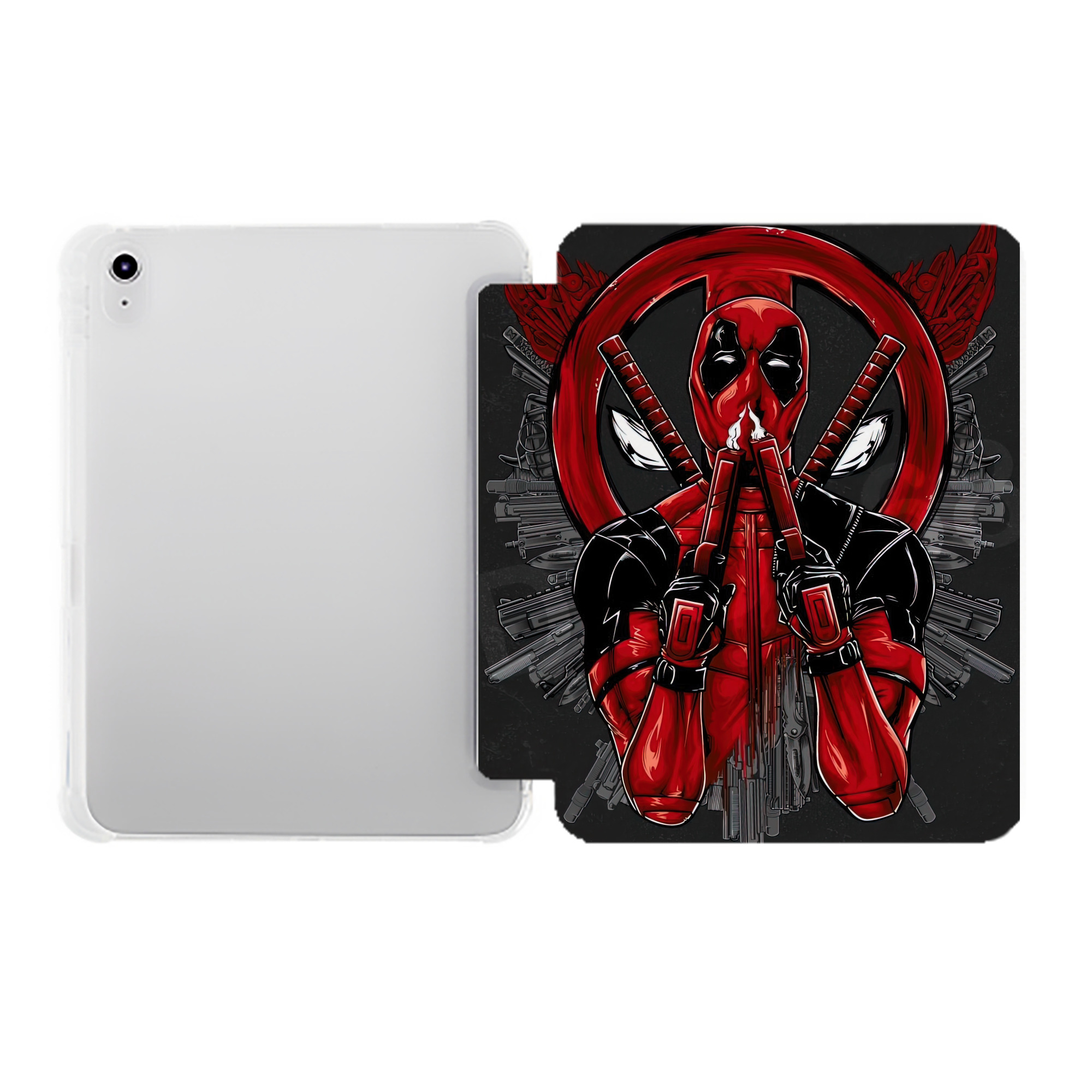 （画像用） Deadpool デッドプール IPad ケース ペン収納付き 三つ折りスタンド PUレザー×シリコン 対応機種9.5/10.5/10.9インチ
